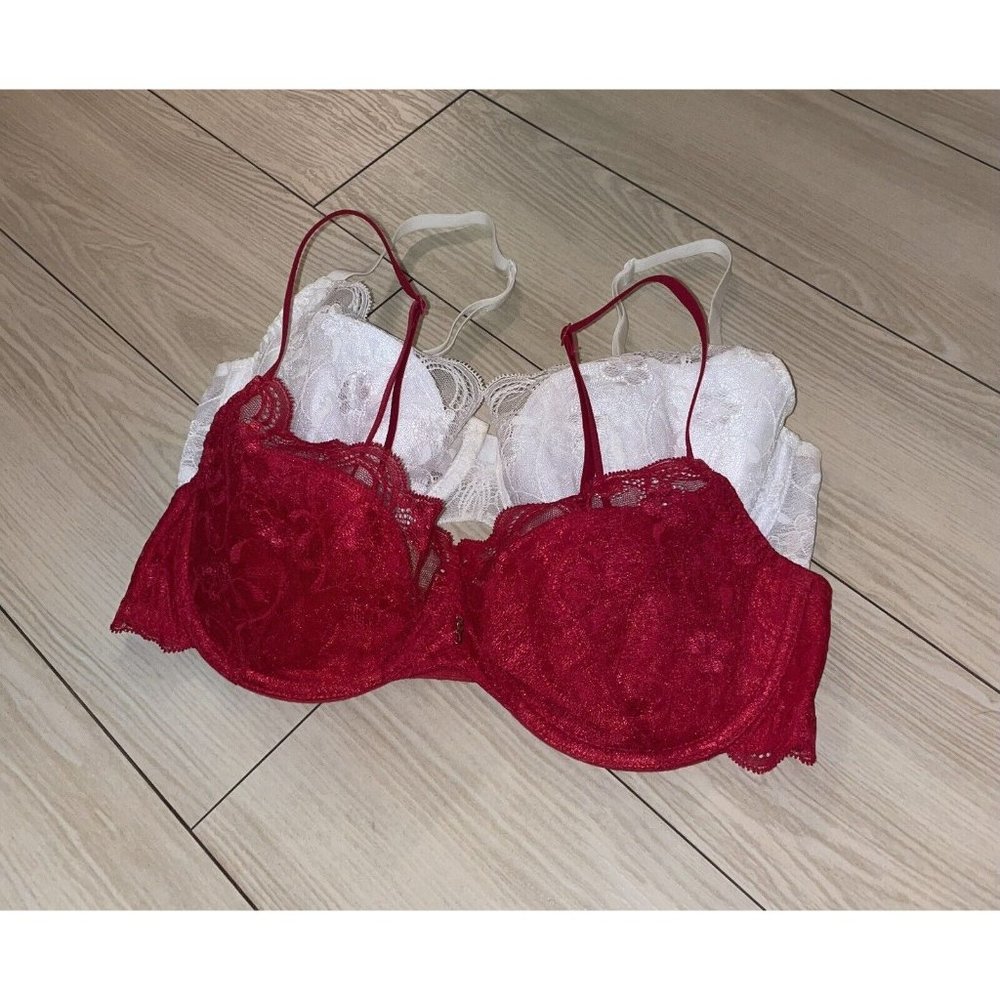 Lot 2 Fredericks Of Hollywood 1641 Balconette Bras Lace Underwire Womens 38C - Picture 1 of 7